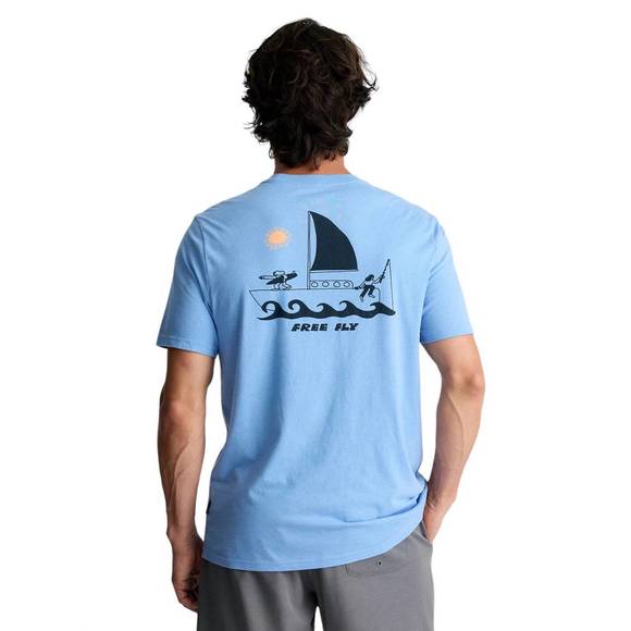 NEW FREE FLY voyager tee in heather ocean blue - Picture 2 of 2
